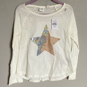 Gap Girls Sequins Star White Long Sleeve Top